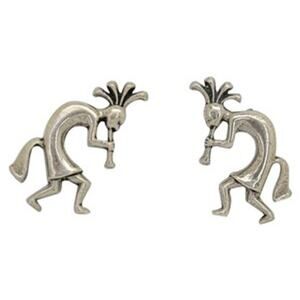 Prankster Kokopelli 925 Precious Sterling Silver Pierced Earrings